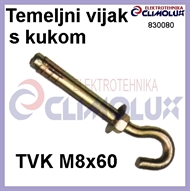 Temeljni vijak TVK M 8x60 s kukom